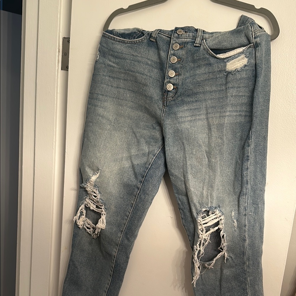 Distressed Blue Jeans
